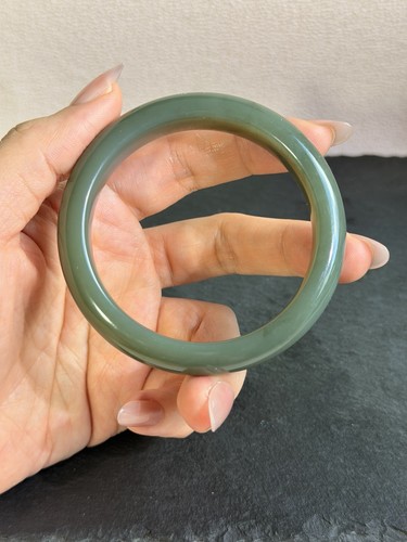 Natural nephrite jade bangle - natural,