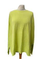 M&S Lime Green Jumper Size 24 Long Sleeve Pullover Acrylic Knit Women’s 