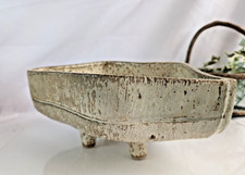 VTG Japanese Earthenware Ikebana Vase Footed Pottery MCM Flower Arrangement