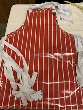 2 Childs Aprons Red And White Butchers Stripe PVC Made In UK Age 9-12 (B)