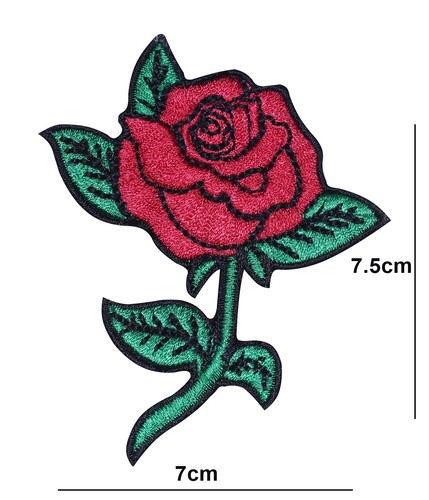 Red rose motorbike - rose, embroidered