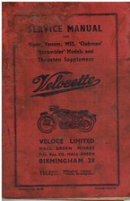 VELOCETTE VIPER VENOM MSS CLUBMAN SCRAMBLER THRUXTON '55-66 OWNER SERVICE MANUAL