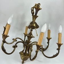 Vintage French Super Large 6 Arm Heavy 7KG Bronze Ceiling Light Chandelier