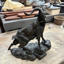 After Jules Moigniez Antique Cast Bronze Sculpture Goat Figure