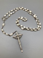Antique or Vintage Silver and Mother of Pearl Rosary Beads weight 56g