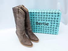 Bertie Cowboy Boots Calf Heeled Leather Brown UK 8