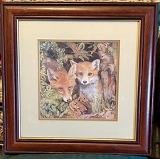 Glenda Rae Signed Framed Print Of Fox And Cub.