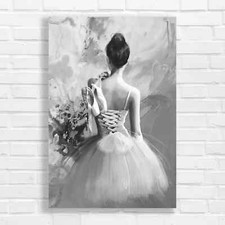 Ballerina Silhouette Ballet Dance Black White Canvas Print Large Picture Wall