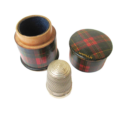 Antique tartanware thimble - antique,