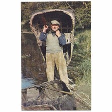 CORACLE MAN South Wales RP Postcard by Dixon, Unused