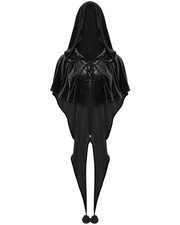 Punk Rave Daily Life Womens Velvet Gothic Hooded Split Tails Bolero Cape Black