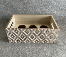 New Wooden Egg Crate Box Half Dozen Geometric Design