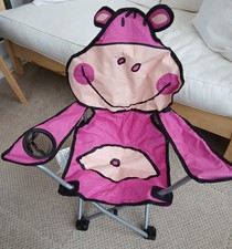Pink Hippo Folding Chair for Kids. Child's Camping Beach Garden Festival