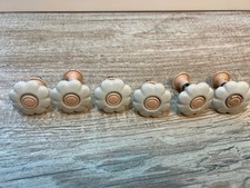Vintage White and Pink  Ceramic Drawer Cabinet Cupboard Pull Knobs 4cm x 6