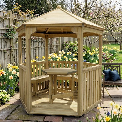 Hexagonal wooden gazebo x6 - hexagonal,