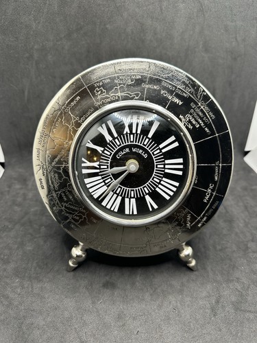 Stainless world map - dome, clock