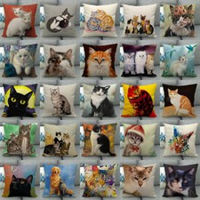 18" Sitting Cat Watercolour Art Animal Throw Pillow Case Pet Meow Cushion Covers