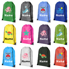 Personalised Name Drawstring Bag School PE Kit Swim Dance Sport Football Gym Bag