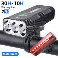 10000mAh Waterproof Bicycle Bike Light Front Rear Rechargeable LED Mountain Set