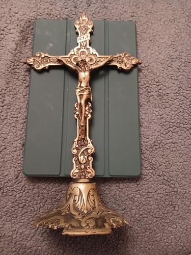 Brass altar crucifix - brass,