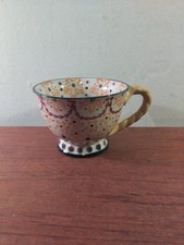 Anthropologie Mug Elka Ayaka Green Floral Footed Coffee Tea Mug