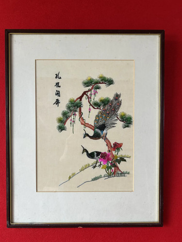 Framed embroidered artwork - embroidered,