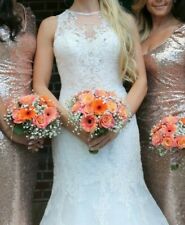 Mori Lee 2683 Wedding Dress Size 8 Fishtail High Neck Lace Diamante Sleeveless