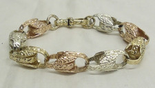 9ct Gold Tri Gold Tulip Link