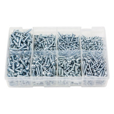 800Pcs Assorted Box of Self Tapping Screws ( 6 8 10 12 Gauge) BZP Tappers