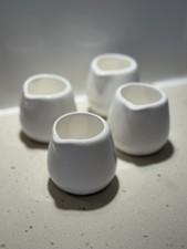 4x White Small Ceramic Mini