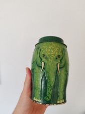Williamson Tea Green Elephant Embossed Caddy Tin Empty rare in good condition