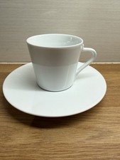 Nespresso White Porcelain Cup Saucer gold base on cup & saucer