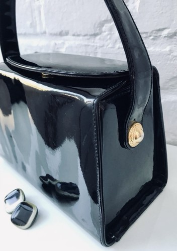 Dents vintage black patent bag - black,