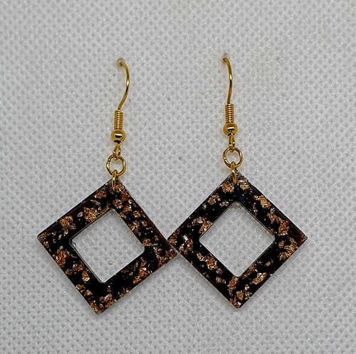 Handmade resin earrings brown - earrings,