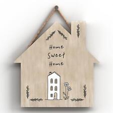 HOME SWEET HOME SENTIMENTAL GIFT IDEA WOODEN HOUSE HANGING PLAQUE
