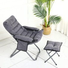 Lazy Chair with Footrest Folding Lounge Reclining Leisure Chair with Side Pocket