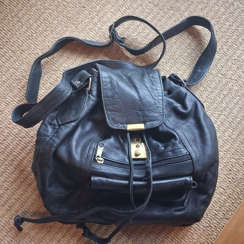 Black leather bag - black,
