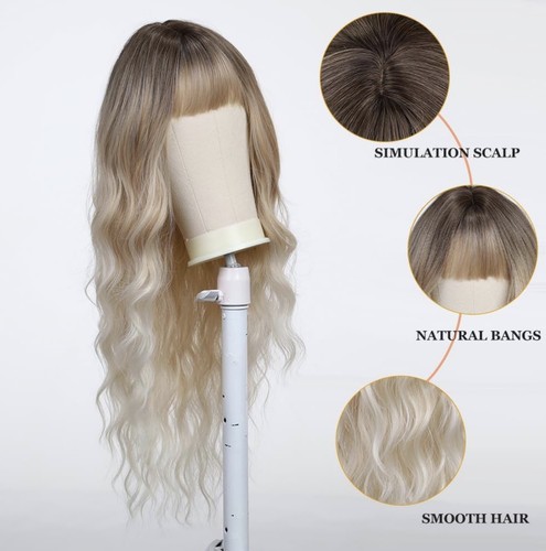 Long wavy ombre platinum - 26”,