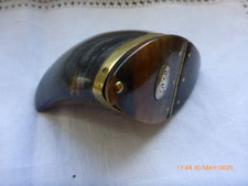 Antique George 111 SCOTTISH Cow Horn  SNUFF BOX / MULL c1817  Silver Cartouche