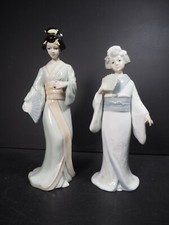 2 x Vintage Porcelain Hand painted Geisha Girl Figurines