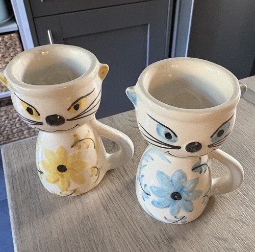 Vintage portuguese cat egg cup - vintage,