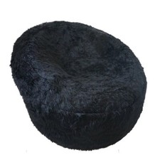 Papasan Chair Faux Fur Giant Bean Bag Inflatable Deflate luxurious Black Chair