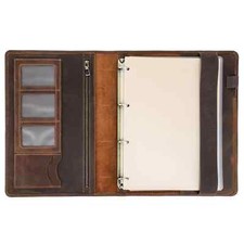 Luxury Retro Business A4 Notebook Leather Cover Portfolio with 4 Ring Binder Pap