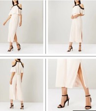 Coast Fei Fei Wide Crop Leg Cold Shoulder Jumpsuit Uk 10 Blush Pink Vgc #W