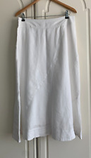 Sandwich White Thick 100% Linen Panel Flare Midi Skirt - Side Zip  Size 40