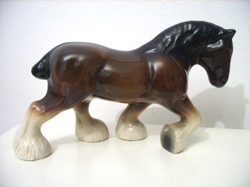 Vintage pottery shire horse - vintage,