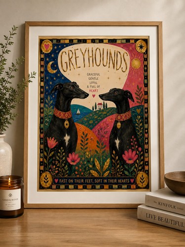 Greyhound art print wall - greyhound,