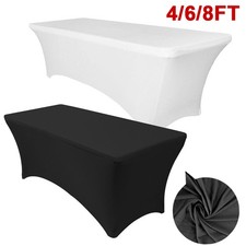 4FT, 6FT, 8FT Rectangular Stretch Tight Folding Table Cover Trestle Tablecloth