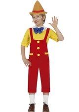 Kids Pinocchio Style Puppet Boy Costume Children Book Character Fancy Dress