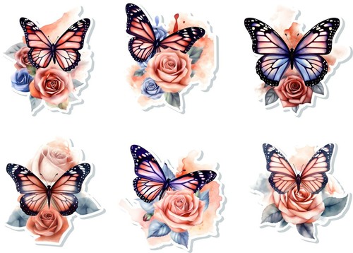 Rose flower butterfly - 6,